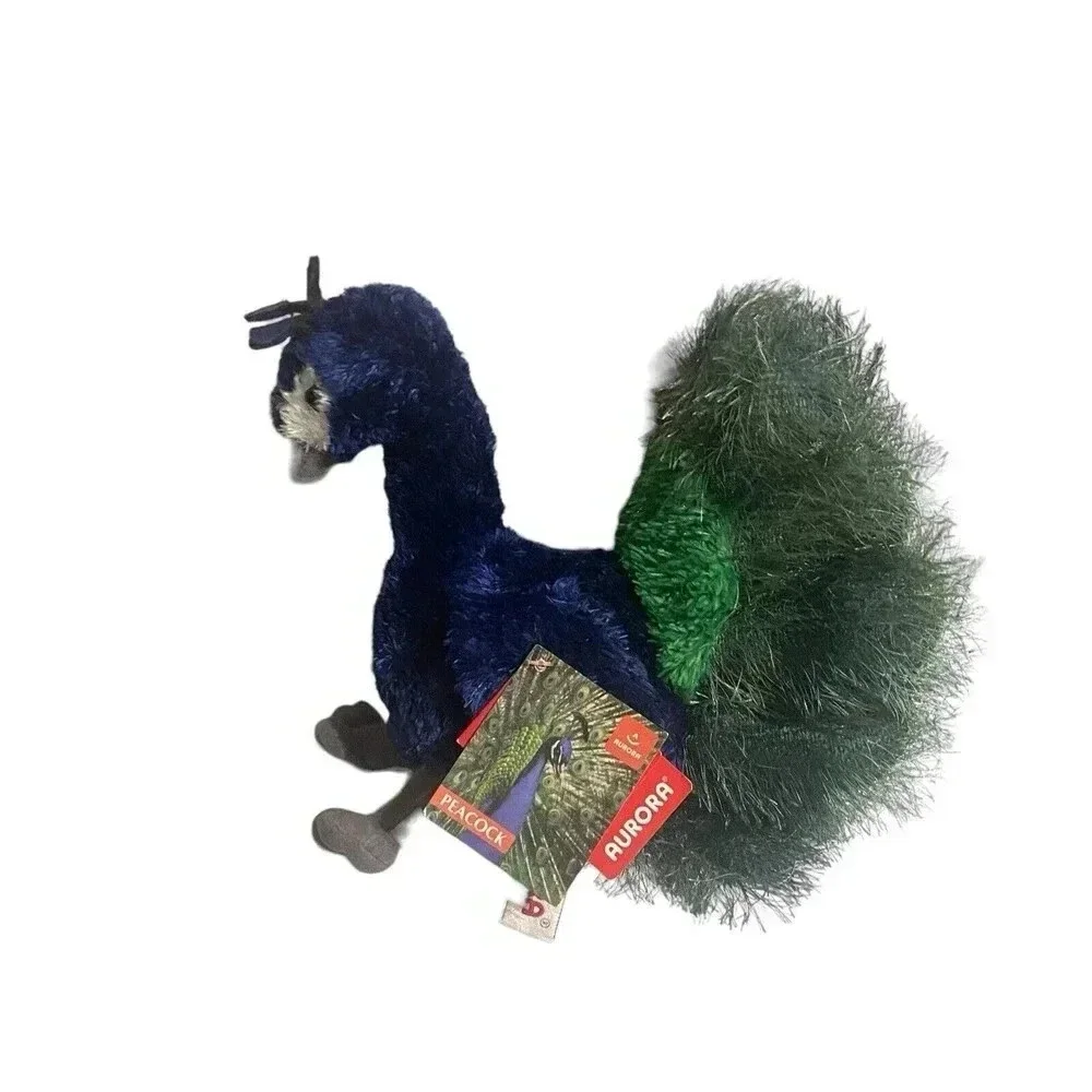 Aurora World Peacock Bird Plush Toy Stuffed Animal Blue 11